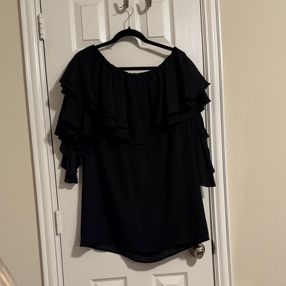 Dance & Marvel Black Layered Ruffle Blouse